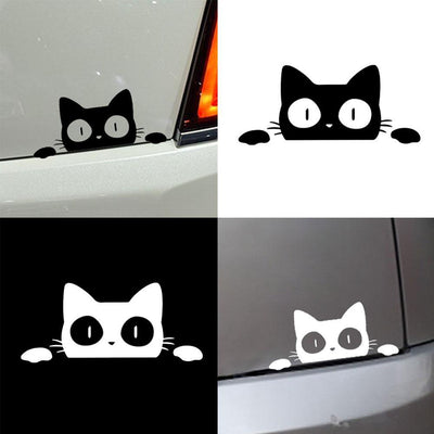 Reflective Peeking Cat Animal Car Styling Decorative Stickers Auto Window Decals Reflective PET Cartoon Car Vinyl Sticker Decal Car Accessories Cat Watching Vinyl Reflective Decals Waterproof Funny Self-Adhesive for Car Window Bumper Laptop Motorcycle