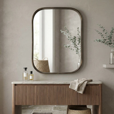 Home Decorators Collection Medium Rectangle Dark Bronze Modern Mirror With Deep-