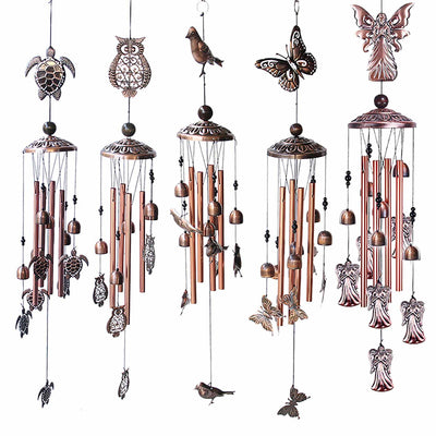 Retro Metal Romantic Wind Catcher Animal Wind Chime Iron Art Wind Bell Tubes Aluminum Tubes Hanging Art Wind Bell Gift Hanging Pendant Ornament For Home Xmas Mom Gifts Festival Balcony Garden Decoration
