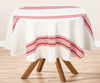 Red Striped Round Tablecloth