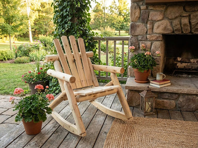Rustic Outdoor Log Rocking Chair