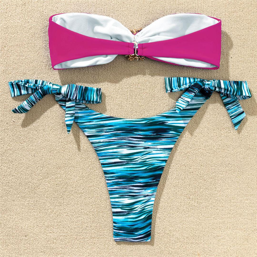 Shiny Rhinestone Strapless Bikini Female Women 2PCS Shiny Diamond Bikini Set Bra Swimsuit Bathing Suit Swimsuit Women Swimwear Two-pieces Luxury Bikini Set Bather Bathing Suit Swimwear