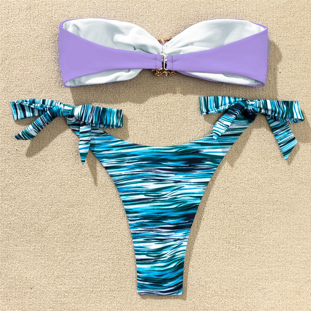 Shiny Rhinestone Strapless Bikini Female Women 2PCS Shiny Diamond Bikini Set Bra Swimsuit Bathing Suit Swimsuit Women Swimwear Two-pieces Luxury Bikini Set Bather Bathing Suit Swimwear