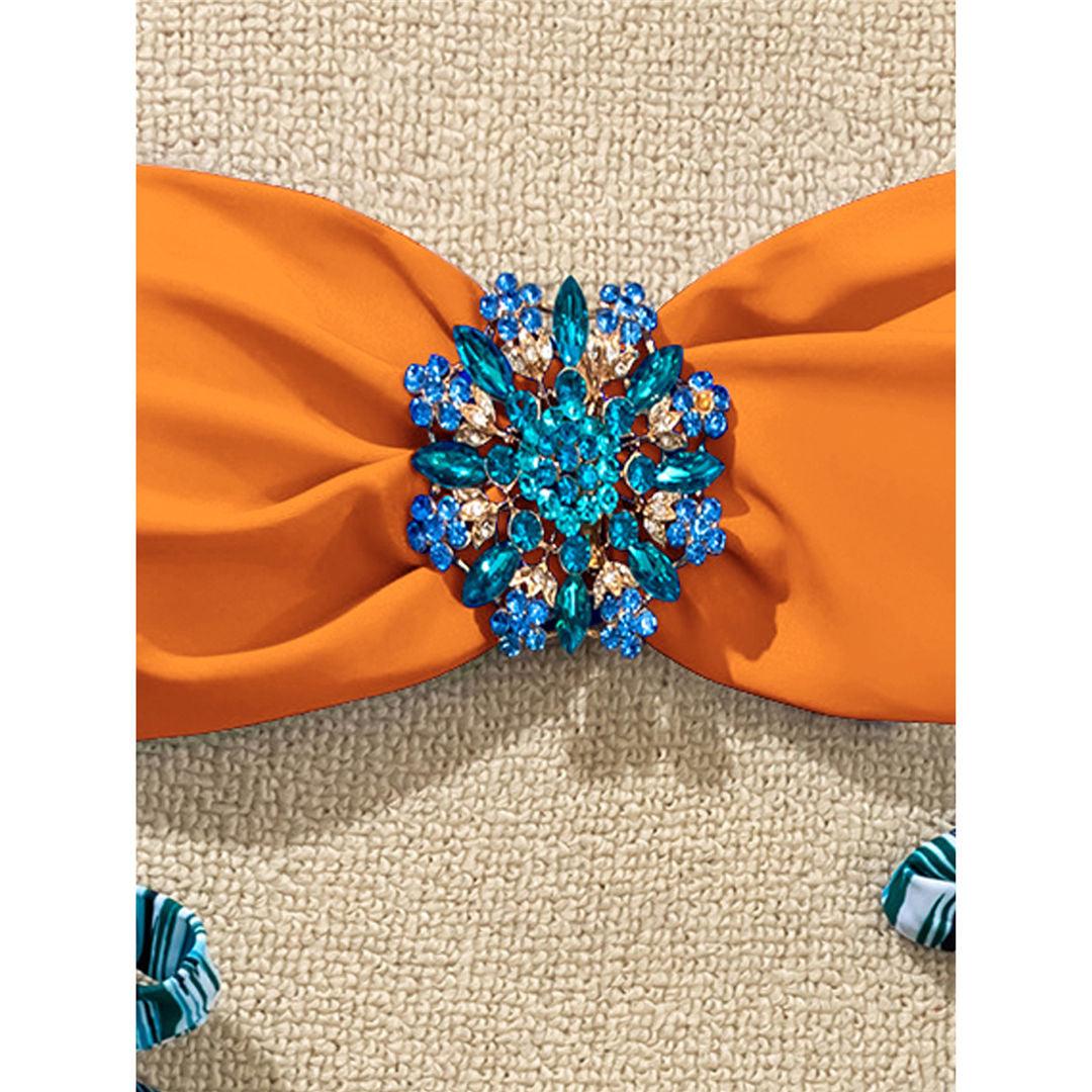 Shiny Rhinestone Strapless Bikini Female Women 2PCS Shiny Diamond Bikini Set Bra Swimsuit Bathing Suit Swimsuit Women Swimwear Two-pieces Luxury Bikini Set Bather Bathing Suit Swimwear