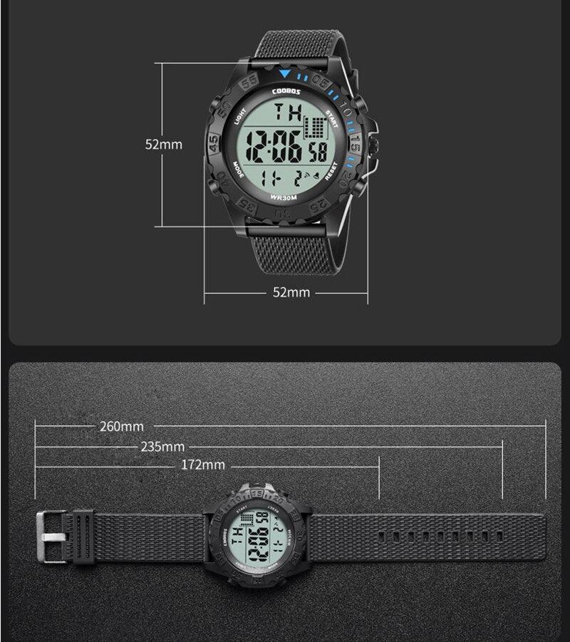 Silicone Led Watch Fashion High Quality Waterproof Luminous Children Watches Sport Digital Wristwatches Military Classic Stopwatch Large Dial Electronic LED Backlight Wristwatch 50M Waterproof Digital Watch For Mens