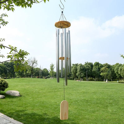 Silver 6 Tube Wind Chime Chapel Bells Wind Chimes Bells For Outdoor Garden Yard Patio Home Decoration Christmas New Year Gift Door Wall Hanging Ornament Home Garden Outdoor Decor Wind Chimes