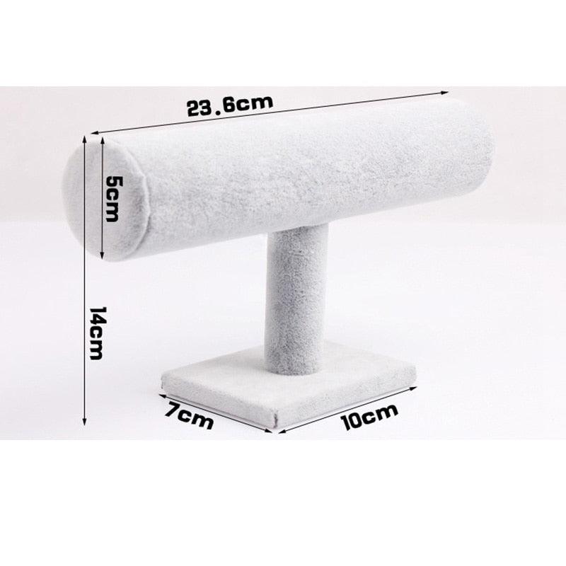 Single Tier Velvet Bracelet Chain Watch T-Bar Rack Jewelry Hard Display Stand Holder Jewelry Organizer High Quality Display Stand Jewelry Display Stand Pendant Jewelry Holder For Watch Bracelets