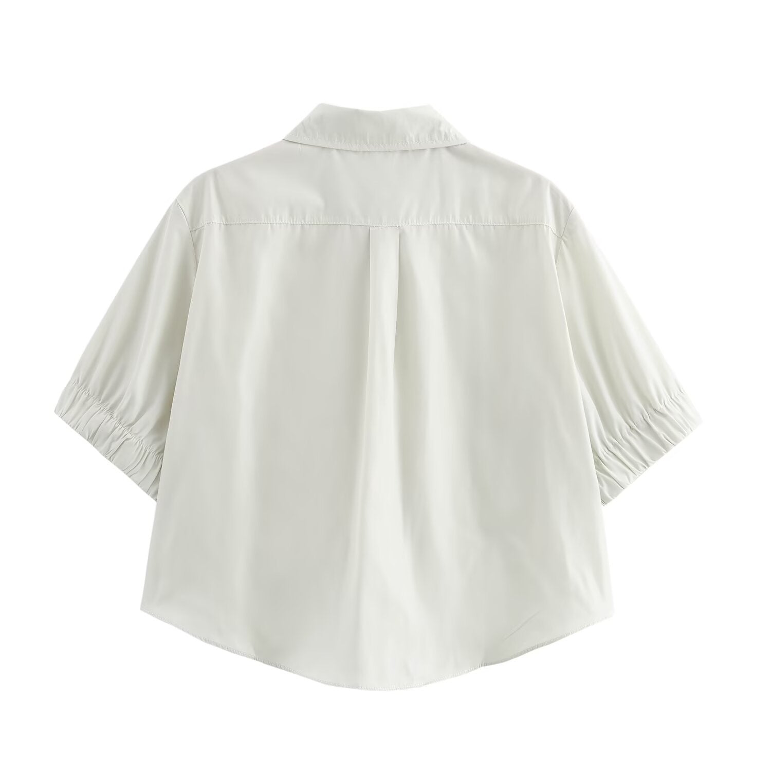 Solid color short shirt wide swing MIDI skirt