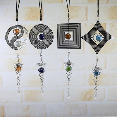 Spiral Rotating Wind Chimes Windows Metal Spiral Tail Stainless Steel Spin Decor For Indoor Outdoor Spinner Wind Chime Decoration Christmas Spinner Crystal Wind Chime