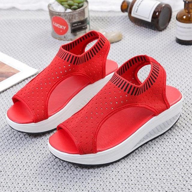 Sport Women's Comfortable Footwear Summer Platform Sandals Shoes Female Slip On Peep Toe Knitted Footwear Summer Sandals Women Shoes Female Slip On Elegant Sneakers