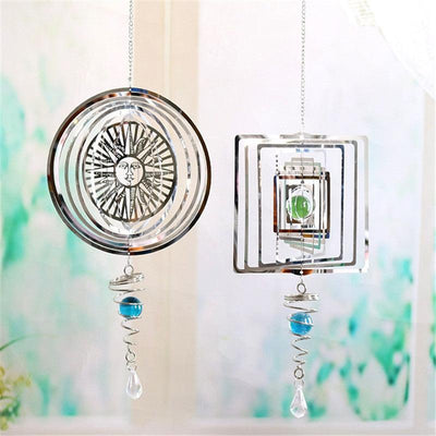 Stainless Steel 3D Sculptures Kinetic Hanging Metal Rotating Wind Chime Christmas Pendant Hanging Wind Spinner Spiral Wind-chimes Garden Yard Home Decor Christmas Decoration Garden Decor Room Indoor Outdoor Decor For Patio & Lawn Crafts Ornaments