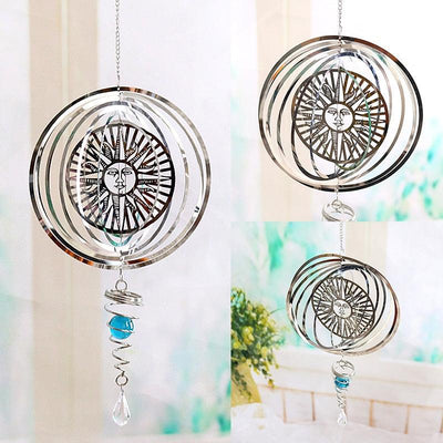 Stainless Steel Metal Sculptures Kinetic Hanging Wind Spinner Indoor Outdoor Garden Decoration Crafts 3D Pattern Ornaments Rotating Hanging Decor Yard Art Christmas Decoration Garden Decor Room For Patio and Lawn Crafts Ornaments Art