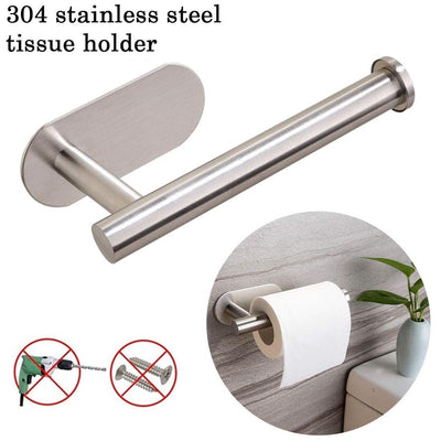 Stainless Steel Nail-free Wall Mounted Toilet Paper Holder Kitchen Tissue Paper Holder Toilet Roll Dispenser For Bathroom Toilet Paper Holder Toilet Paper roll Holder Self Adhesive+Super Glue Stainless Steel No Drilling For Bathroom Bedroom Kitchen