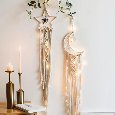 Star Moon Wind Chimes Christmas Room Decoration Aesthetic Room Home Decor For Teenage Girl Room Decor Wedding Decorations Craft Gift With LED Light Room Decor Girls Kids Room Gifts Wall Hanging Decor