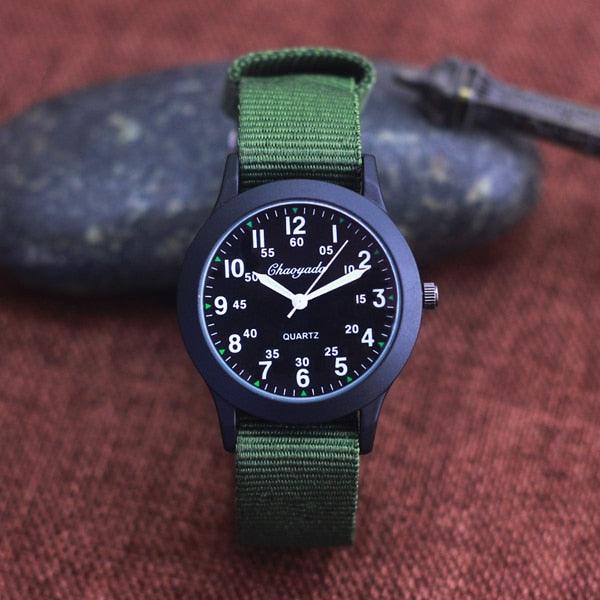 Students Learning Time Quartz Watches Girls Water Resistant Gifts Clock Kids Canvas Fashion Wristwatches Dark Watches For Men Waterproof Field Outdoor Sport Mens Wristwatch With Nylon Band