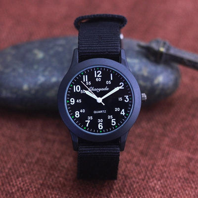 Students Learning Time Quartz Watches Girls Water Resistant Gifts Clock Kids Canvas Fashion Wristwatches Dark Watches For Men Waterproof Field Outdoor Sport Mens Wristwatch With Nylon Band