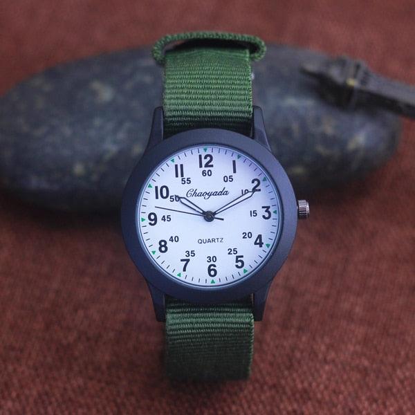 Students Learning Time Quartz Watches Girls Water Resistant Gifts Clock Kids Canvas Fashion Wristwatches Dark Watches For Men Waterproof Field Outdoor Sport Mens Wristwatch With Nylon Band