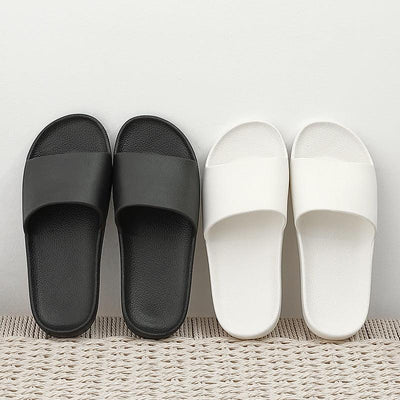 Summer Home Mens Slippers Simple Black White Shoes Non-Slip Bathroom Slides Flip Flops Indoor Women Slippers Soft Slides Slippers For Men Cloud Cushioned Slides Thick Non-Slip Pool Gym House Slipper