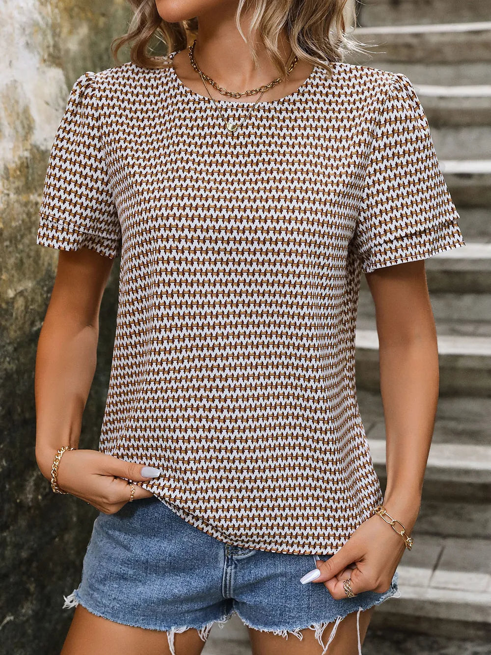 Summer long sleeved pullover printed shirt for women