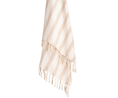 Beige Throw Striped Cotton Sofa Throw