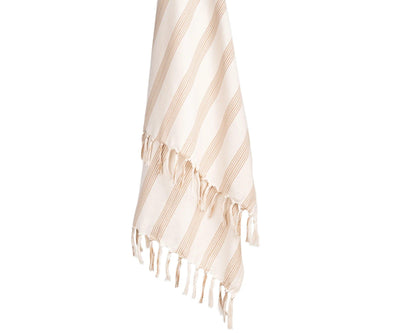 Beige Throw Striped Cotton Sofa Throw