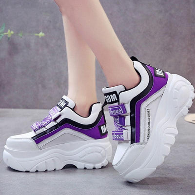 Thick Bottom Chunky Womens Sneakers White Black High Heels Strong Woman Casual Autumn Winter Footwear Casual Everyday Walking Fashionable Sneakers