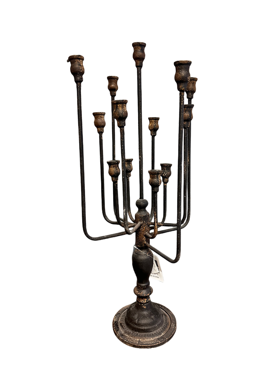 13-Candle Iron Candelabra in Distressed Black