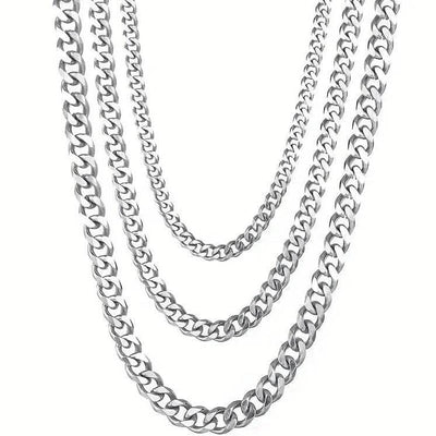 Titanium Stainless Steel Trendy Necklace Cuban Chain with Lobster Clasp