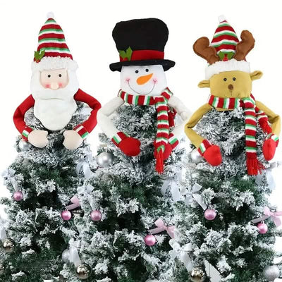 Traditional Wool Festive Christmas Tree Top Star and Snowman Decoration