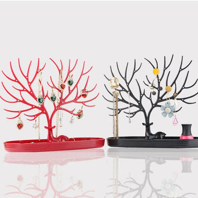 Tree Hanging Necklace Organizer Plastic Jewelry Display Stand Holder Earring Necklace Organizer for Jewelry Display Decorative Jewelry Storage for Necklaces Rings Bracelets Necklaces Organizer