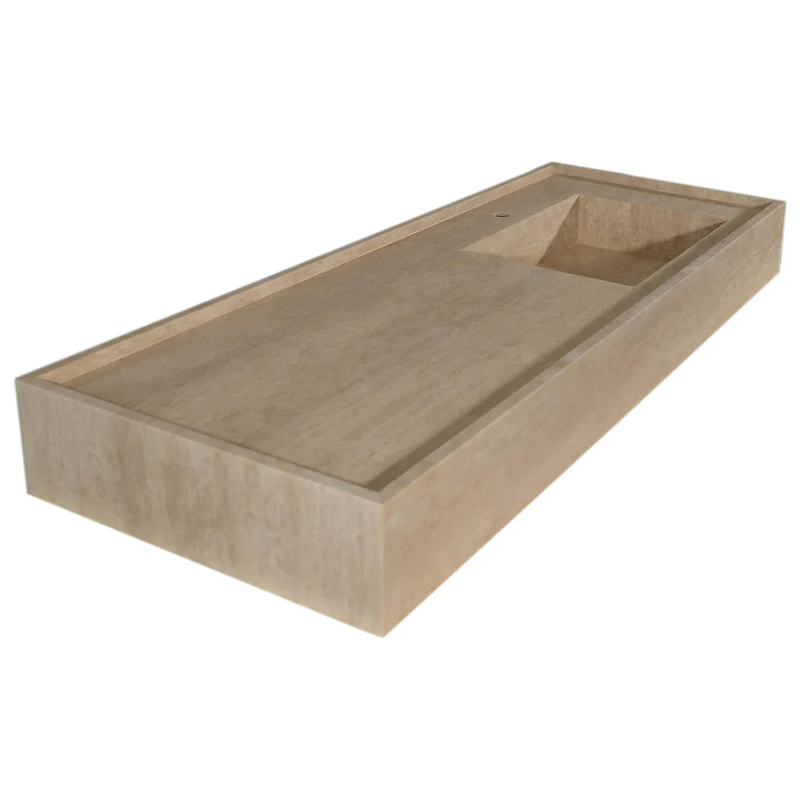 Troia Beige Travertine Rectangular Wall-mount Bathroom Sink (W)20