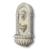 32 in. Tall Outdoor Classical Wall-Mounted Water Fountain with Lion Head and LED Lights