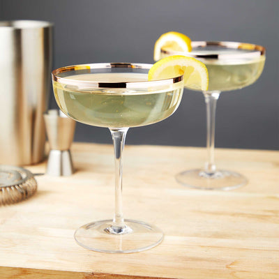 Copper Rim Crystal Coupe Set