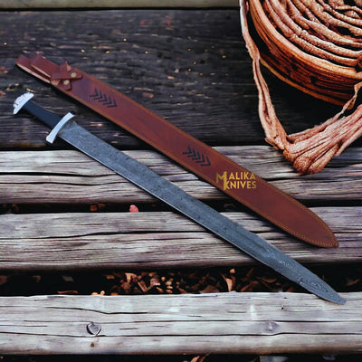 Ulfberht Damascus Viking Sword | Leather Sheath