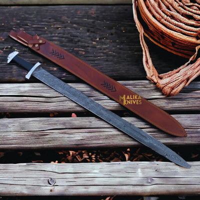 Ulfberht Damascus Viking Sword | Leather Sheath