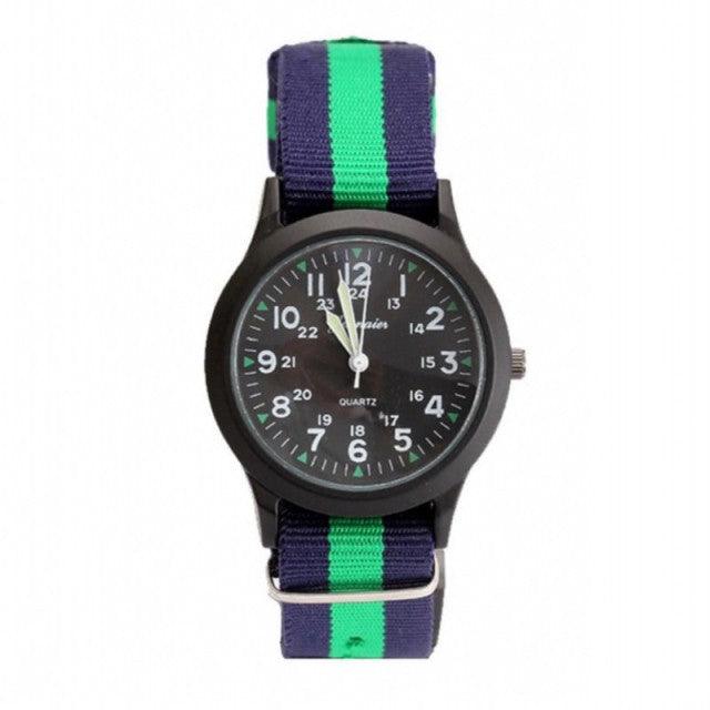 Unisex Fashion Nylon Fabric Kids Children Watch Sport Thin Students Canvas Quartz Dress Wristwatch Military Time Watch Field Outdoor Sport Mens Wristwatch With Slip-Thru Nylon Band