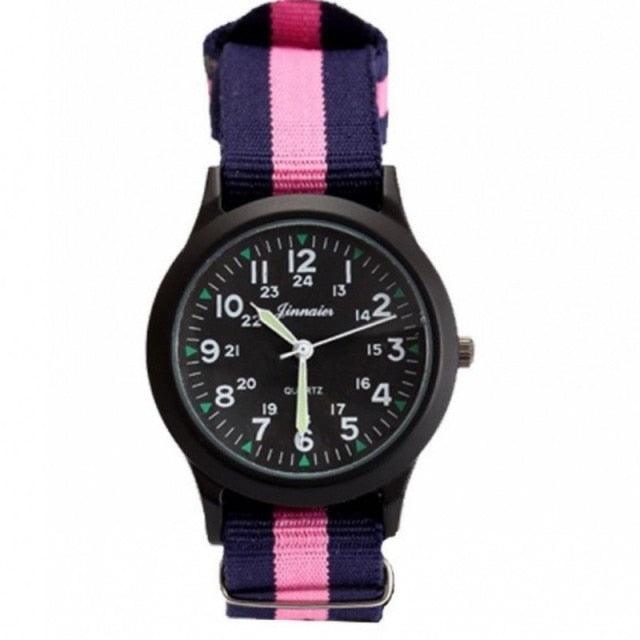 Unisex Fashion Nylon Fabric Kids Children Watch Sport Thin Students Canvas Quartz Dress Wristwatch Military Time Watch Field Outdoor Sport Mens Wristwatch With Slip-Thru Nylon Band