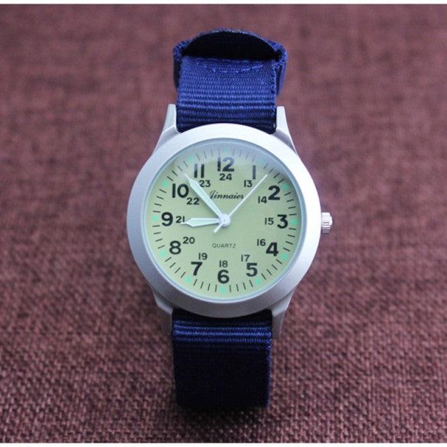 Unisex Fashion Nylon Fabric Kids Children Watch Sport Thin Students Canvas Quartz Dress Wristwatch Military Time Watch Field Outdoor Sport Mens Wristwatch With Slip-Thru Nylon Band