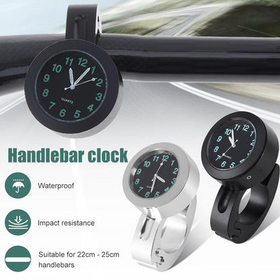 Universal Waterproof Motorbike Clock Night Light Motorcycle Handlebar Mount Clock Watch Dial Bike Handlebar Clock Watch Motorcycle Handlebar Mount Watch Clock Set with Anti-Skid Pad Wrench Universal Waterproof Black