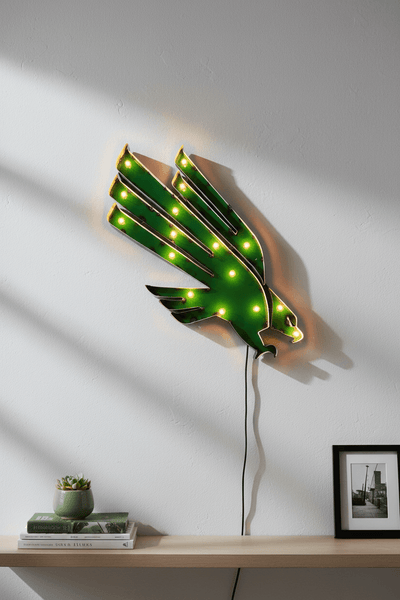 UNT Eagles Lighted Recycled metal wall decor