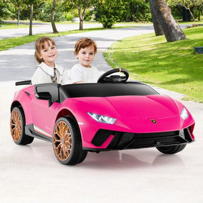 24V Ride-on Car for Kids 4WD 2-Seater Licensed Lamborghini Electric Vehicles with Music-Pink