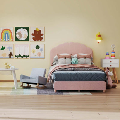 Children’s Room Furniture Bundle: Twin Pink Bed Blue & Pink Rocking Chairs Storage End Table