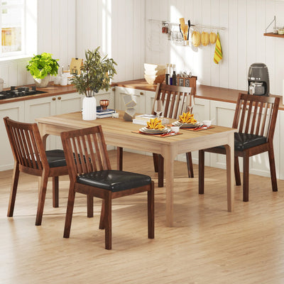 PU Leather Upholstered Dining Chair with Padded Seat Set of 4-Espresso