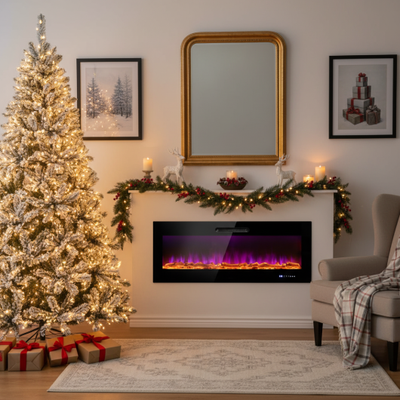 Ultimate Holiday Décor Suite: Pre-Lit Snow Flocked Christmas Tree & 50