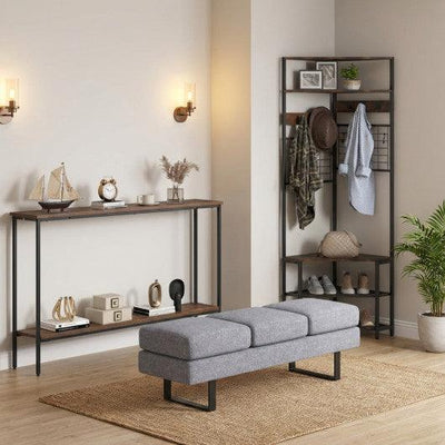 Entryway Set with 44 Inch Console Table 5-Tier Corner Hall Tree and Waiting Room Bench