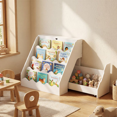 2-In-1 Kids Bookshelf & Toy Storage Organizer-White