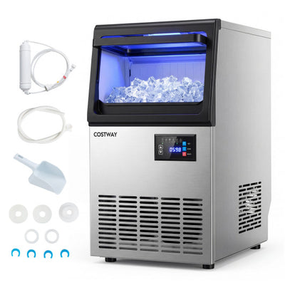 Stainless Steel Spray Ice Maker 80 Lbs Per Day with Clear Hard Ice Machine