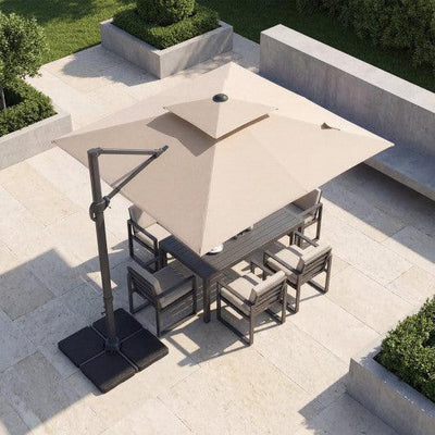 10 FT Aluminum Pole Patio Cantilever Umbrella with 220 LBS Base-Beige