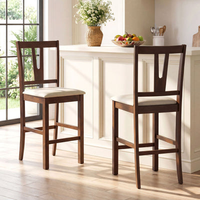 Counter Height Bar Stools with Contoured V-Back-Set of 2