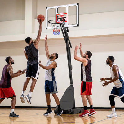 4.9-10 Feet Portable Basketball Hoop 10 Levels Adjustable with Fillable Base and Ball Storage